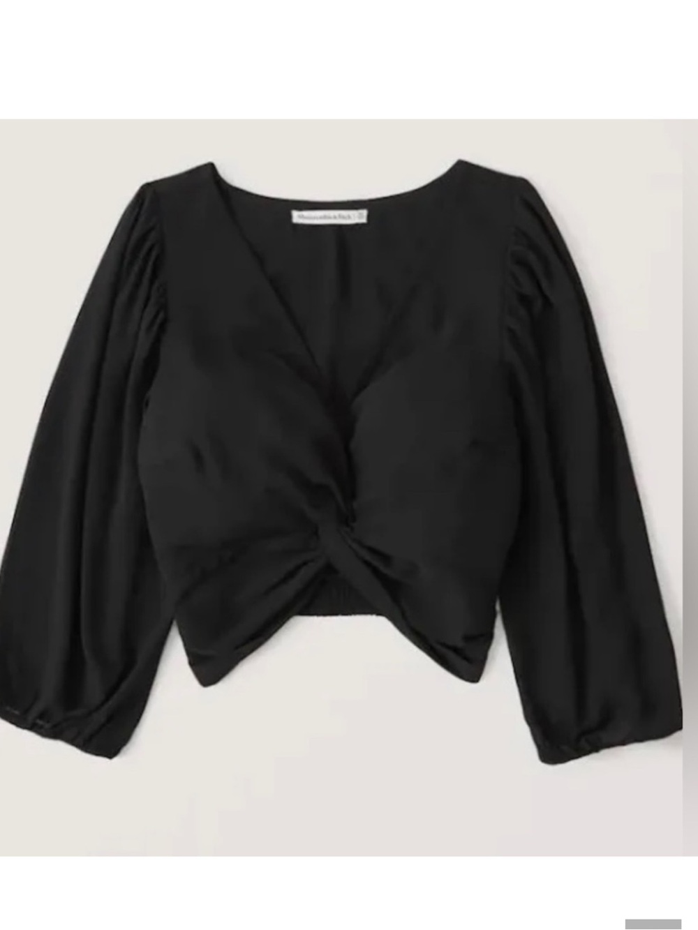 Abercrombie & Fitch Black Twist-Front Long Sleeve Crop Top